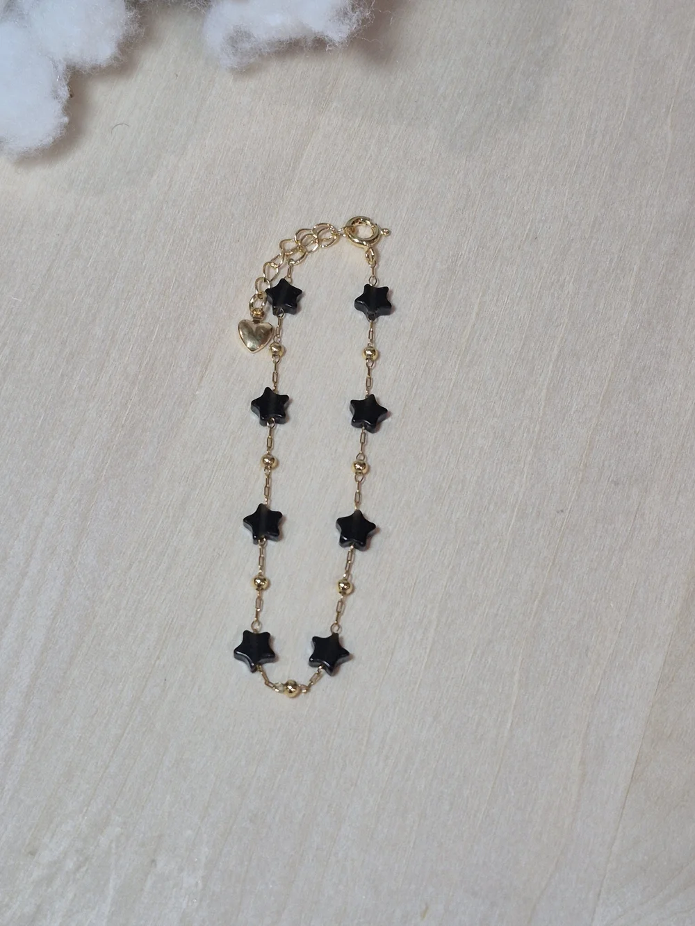 🖤⭐️NEW🖤⭐️ PRETTY!! SS OBSIDIAN Micro PaperClip Nat. Stone Star Bracelet